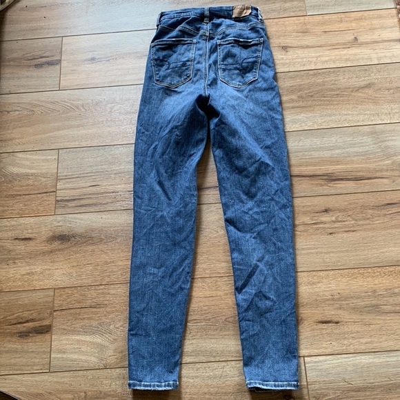 American Eagle sz 0 curvy super hi-rise jegging jeans distressed euc - Picture 8 of 9